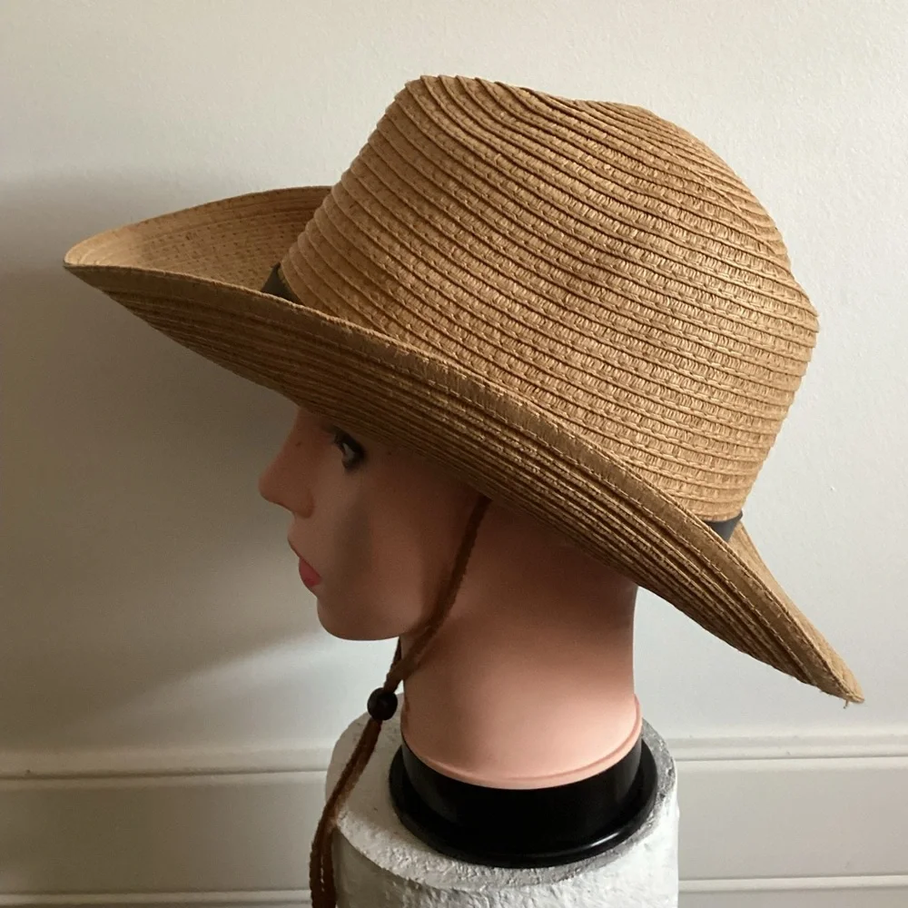 Western Wide Brim Straw Hat (Color: Khaki)